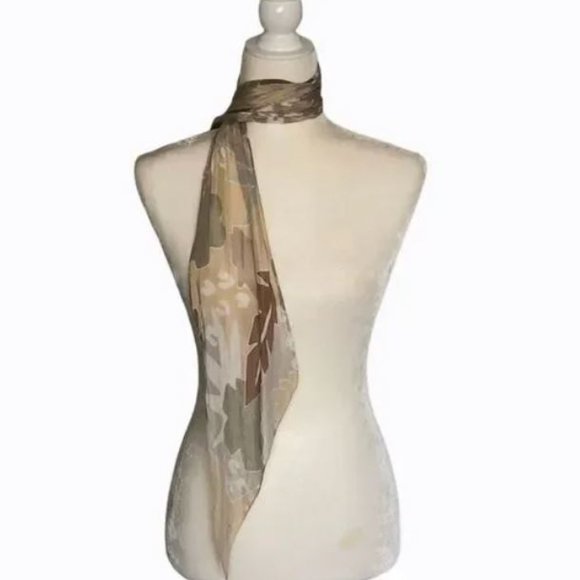 Liz Claiborne Leaf Scarf Long Rectangle Neutral - Picture 1 of 6